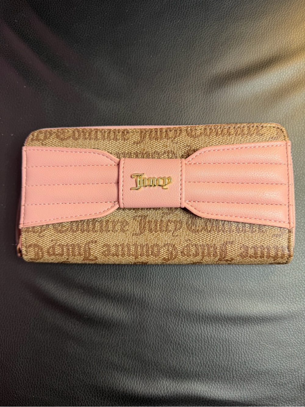 Juicy Couture Pink Bow Monogram Wallet with Gold Logo FINAL PRICE
